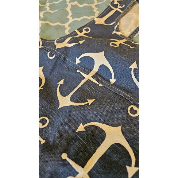 Utility Canvas Anchor Print Dress Made in USA Nautical Cotton Shift Size M - Picture 4 of 12